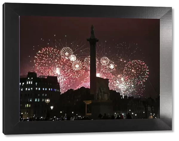 New Years Eve Fireworks Nelsons Column Trafalgar Square, London