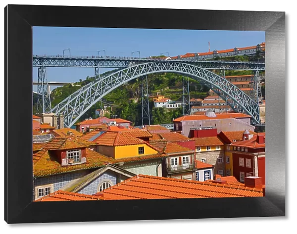 The Dom Luis I metal arch bridge in Porto, Portugal