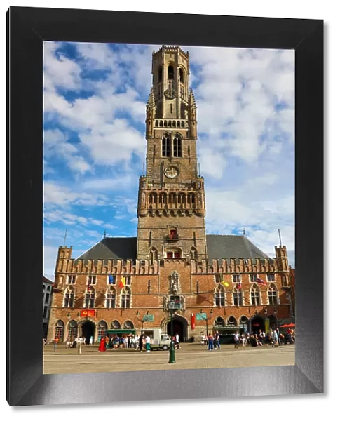The Belfry Tower and the Cloth Hall in the Market Square, Bruges, Belgium