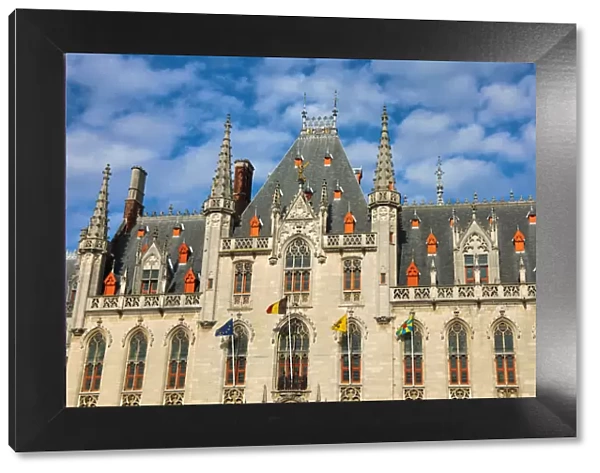 The Provinciaal Hof or Province Court, a Neogothic building on the market square, Bruges