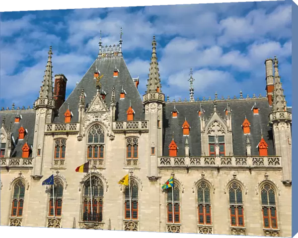 The Provinciaal Hof or Province Court, a Neogothic building on the market square, Bruges