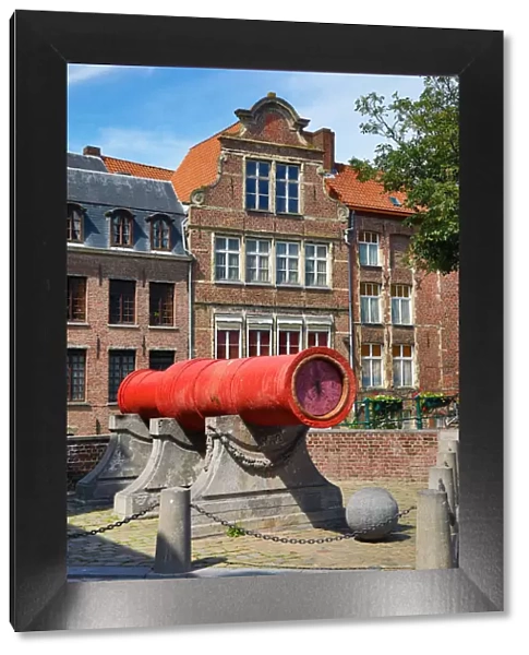 The Dulle Griet red cannon also known as Mad Meg in Grootcanonplein, Ghent, Belgium