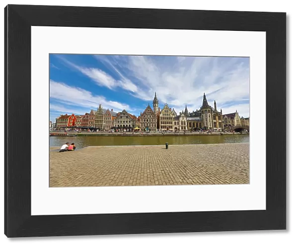 Graslei quay and the Leie River, Ghent, Belgium