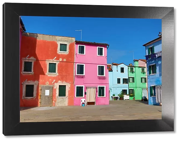 Colourful houses on the island of Burano, Venetian Lagoon, Venice, Italy