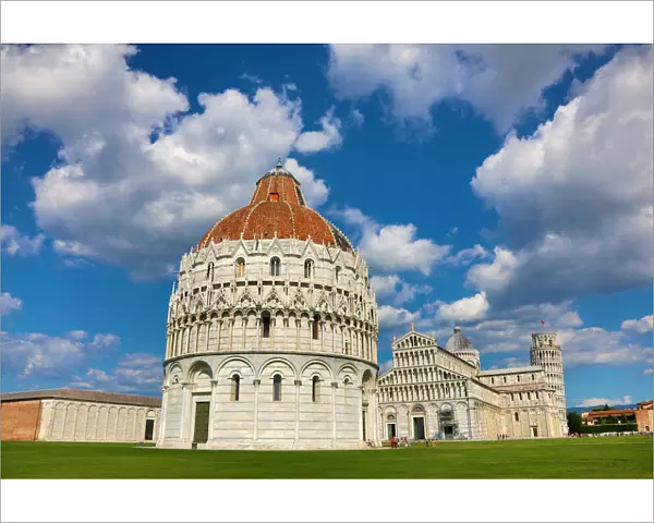Pisa Baptistery of St John, Cathedral and the Leaning Tower of Pisa, Italy