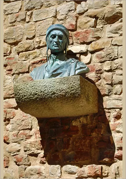 Bust of Dante Alighieri outside the Museo Casa di Dante, Dantes House Museum