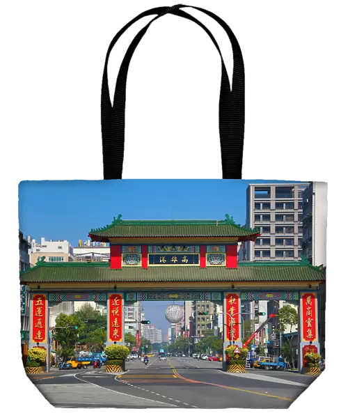 Chinese Paifang gate on Qixian 3rd Road, Kaohsiung City, Taiwan