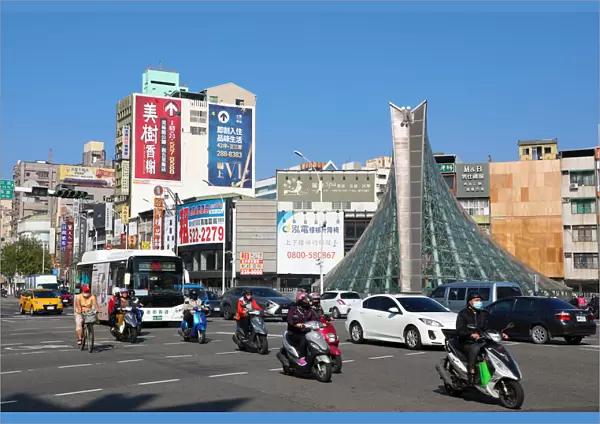 Formosa Boulevard metro station and crossroads, Kaohsiung City, Taiwan