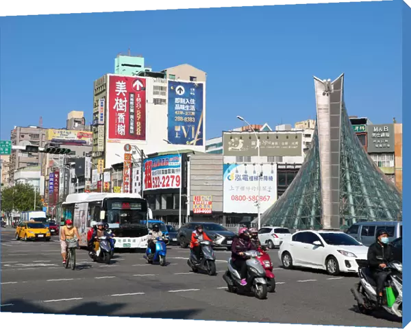 Formosa Boulevard metro station and crossroads, Kaohsiung City, Taiwan