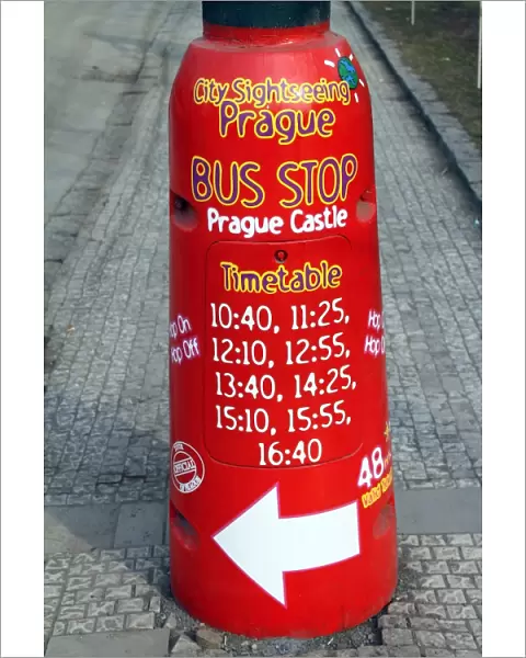 Red Prague Castle city sightseeing bus stop