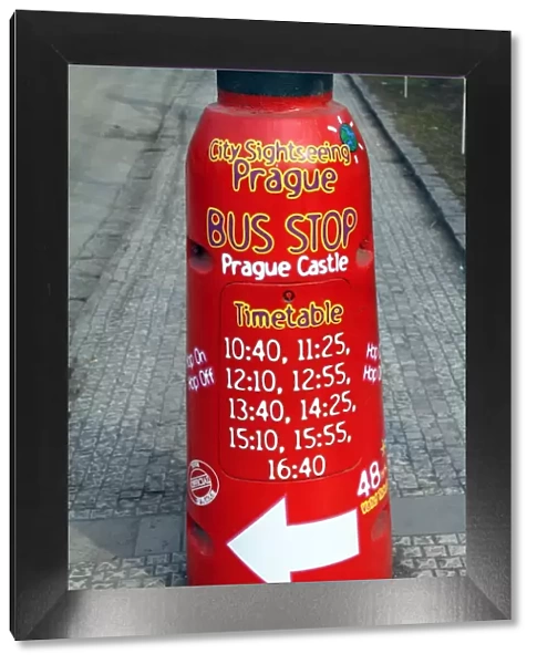 Red Prague Castle city sightseeing bus stop