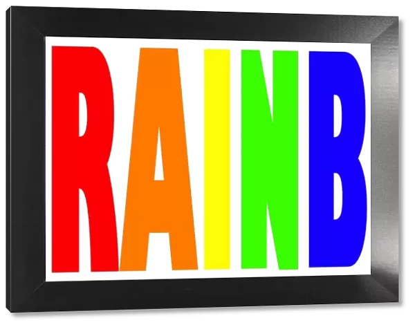 Multicoloured rainbow word mug
