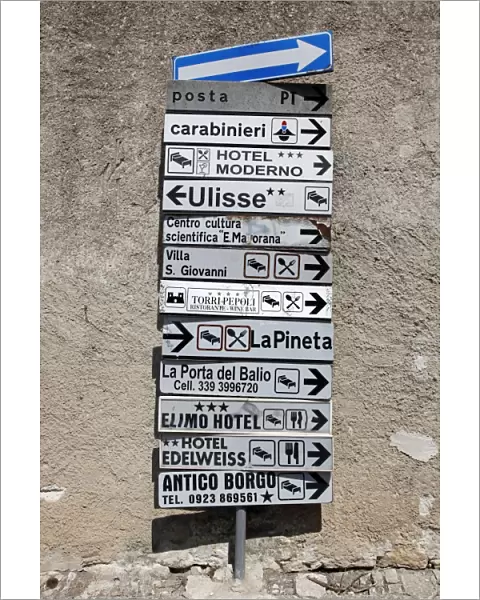 Signpost in Erice, Sicily, Italy
