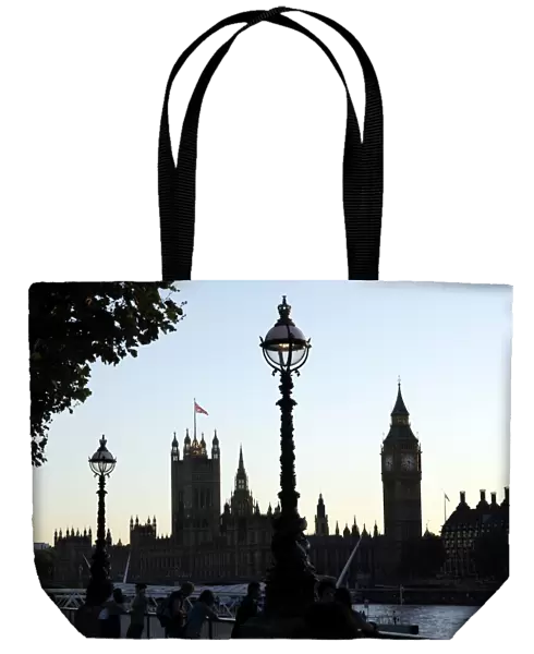 Houses of Parliament and streetlamps