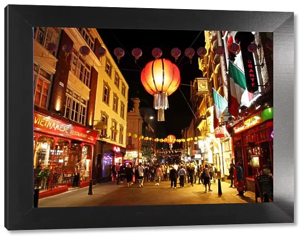 Red Chinese Lantern and lights in Chinatown, London