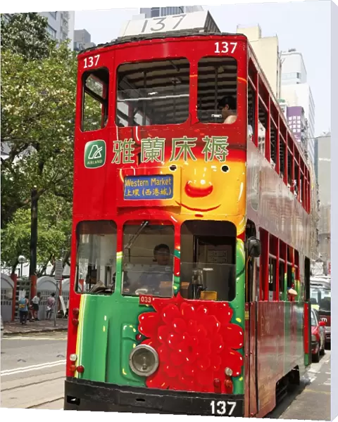 Traditional Double-Decker Tram, Hong Kong, China