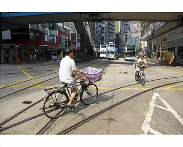 Bicycles in the street, Hong Kong, China