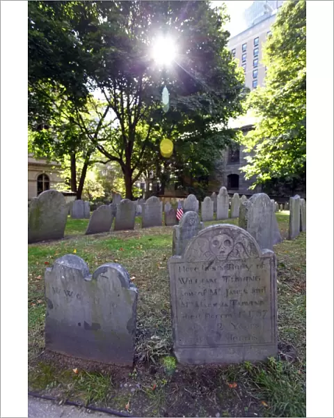 Central Burying Ground graveyard, Boston, Massachusetts, America