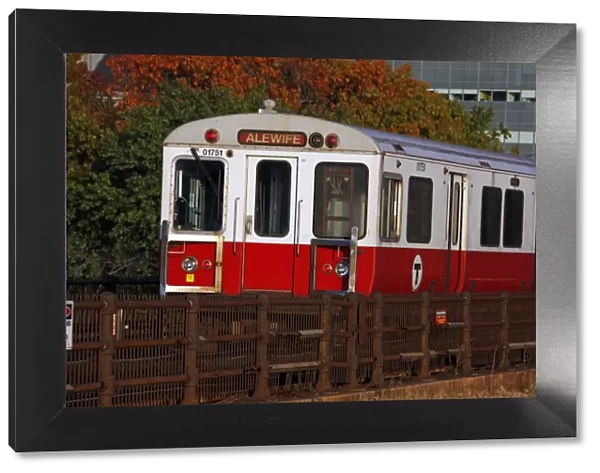 Red Lane Subway train, Boston, Massachusetts, America