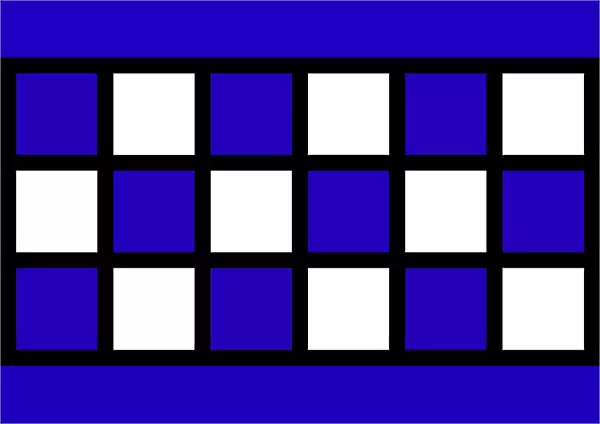 Creative checked pattern of blue and white squares and black boxes background design
