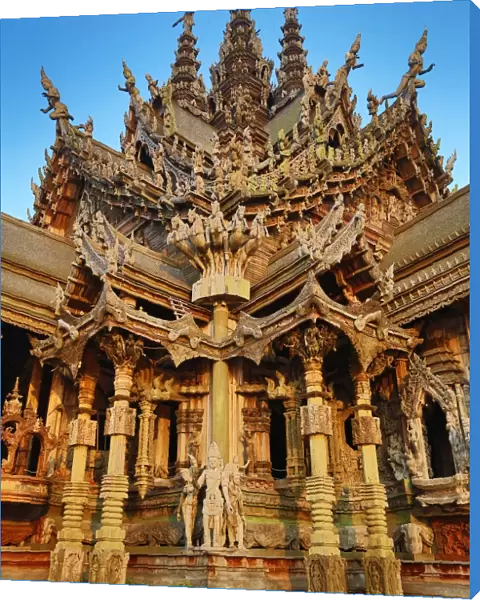 Wooden carvings on the Sanctuary of Truth Temple, Prasat Sut Ja-Tum, Pattaya, Thailand