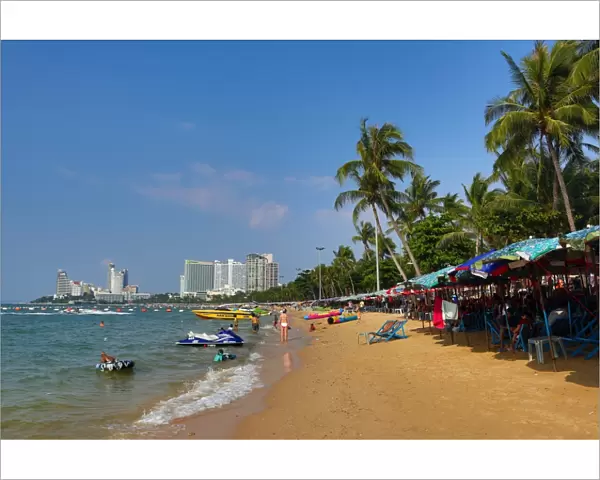Sandy beach scene on the seafront of Pattaya, Thailand