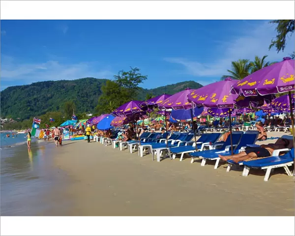 Umbrellas and Sunloungers on Patong Beach, Phuket, Thailand