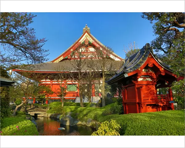 Oriental architecture and gardens of the Sensoji Asakusa Kannon Temple, Tokyo, Japan