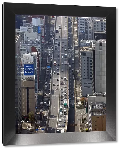 Aerial view of a road and traffic, Tokyo, Japan