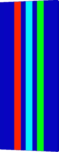 Graphic colour design, blue background and coloured lines and stripes