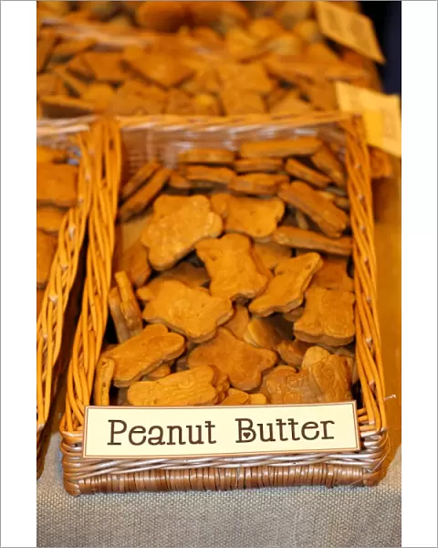 Peanut Butter bane shaped dog biscuits on sale at the London Pet Show 2013