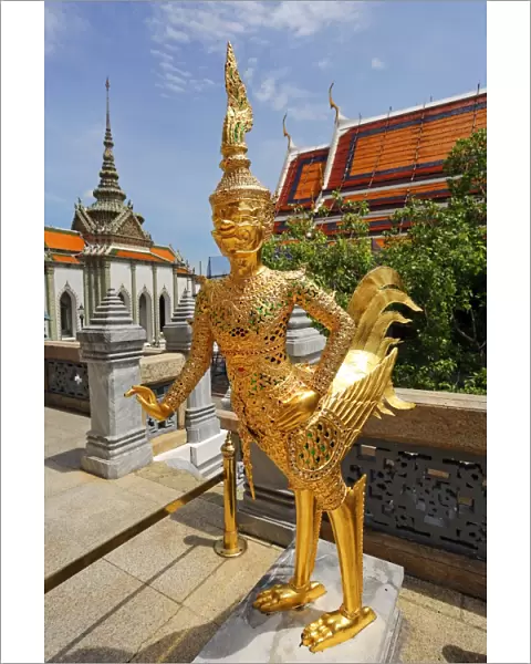 Golden Kinnara statue, Wat Phra Kaew, Temple of the Emerald Buddha Complex, Bangkok, Thailand