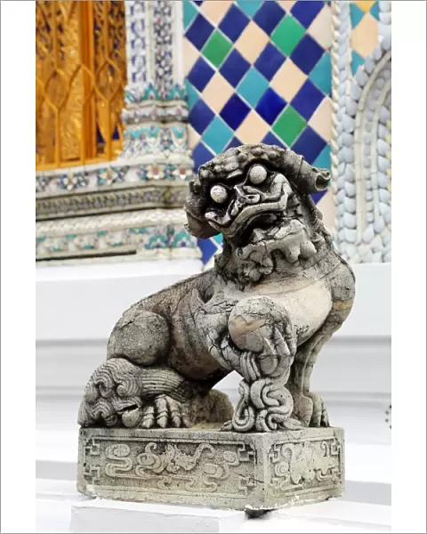 Traditional dog statue at Wat Phra Kaew, Temple of the Emerald Buddha Complex, Bangkok, Thailand