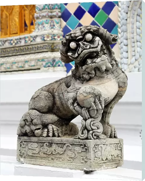 Traditional dog statue at Wat Phra Kaew, Temple of the Emerald Buddha Complex, Bangkok, Thailand
