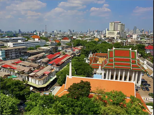 General view of Bangkok skyline from the Golden Mount, Wat Saket Temple, Bangkok, Thailand
