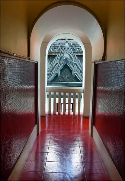 Hallway, arch and archway in Wat Ratchanatdaram Temple, Bangkok, Thailand