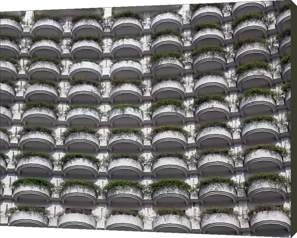 Hotel balconies on a building, Bangkok, Thailand