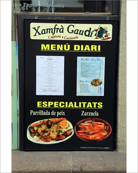 Xamfra Gaudi restaurant menu in Barcelona, Spain