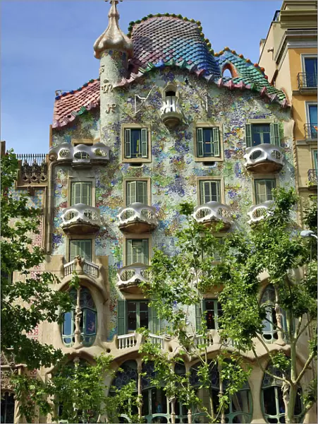 Casa Batllo house designed by Gaudi in Barcelona, Spain