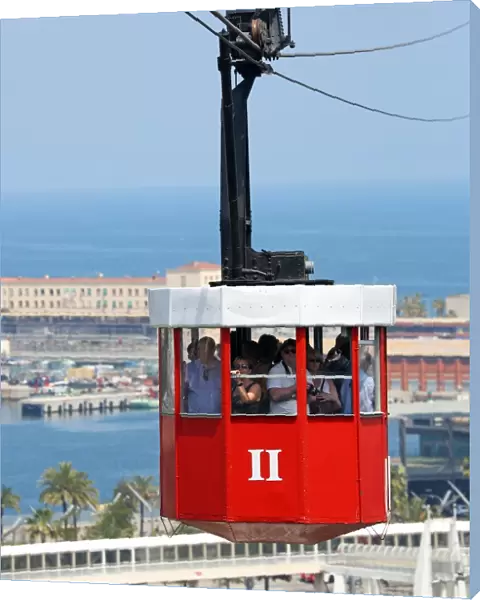 Cable Car crossing Barcelona Harbour, Barcelona, Spain