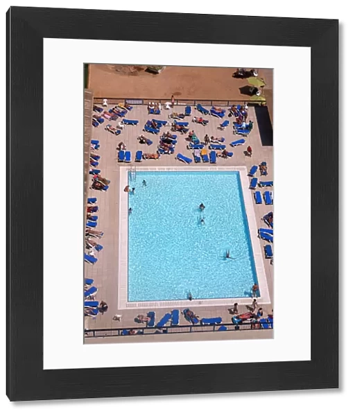 Aerial view of swimming pool, Barcelona, Spain