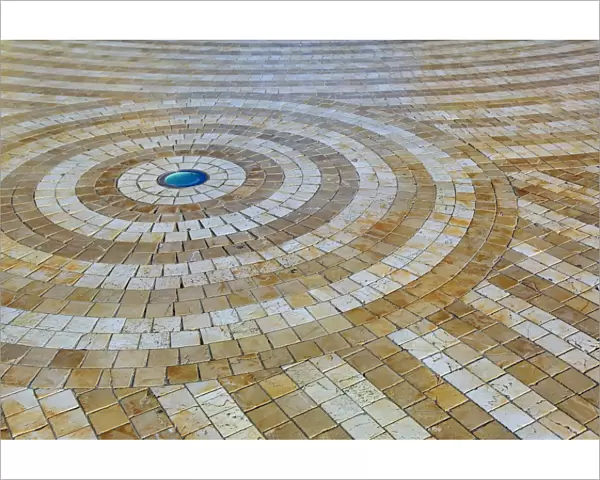 Spiral design floor tiles in Glories, Barcelona, Spain