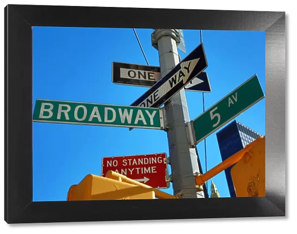 5th Avenue and Broadway junction street signs, New York, America