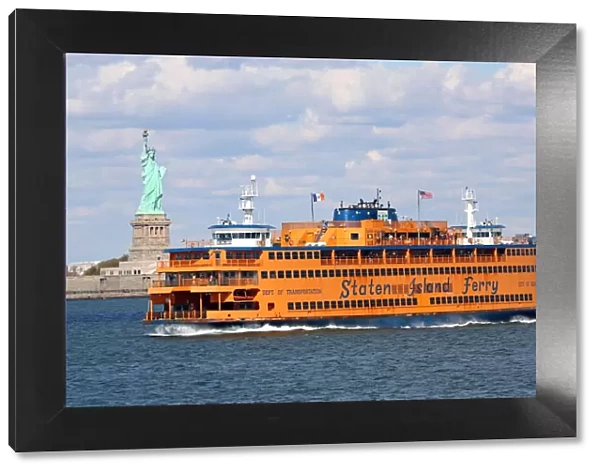 The Staten Island Ferry and the Statue of Liberty, New York. America