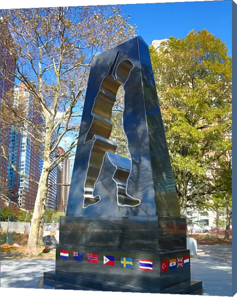 Korean War Memorial soldier statue outline in Battery Park, New York. America