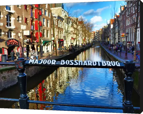 Majoor Bosshardtbrug bridge over the canal in Oudezijds Achterburgwal in Amsterdam, Holland