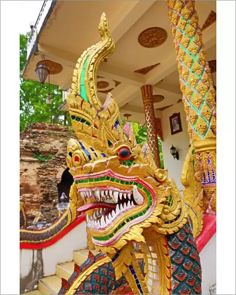 Naga statue at Wat Lam Chang Temple in Chiang Mai, Thailand