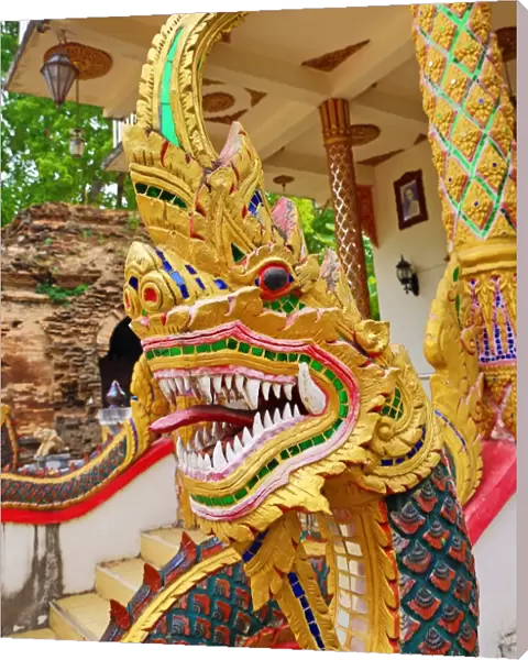 Naga statue at Wat Lam Chang Temple in Chiang Mai, Thailand