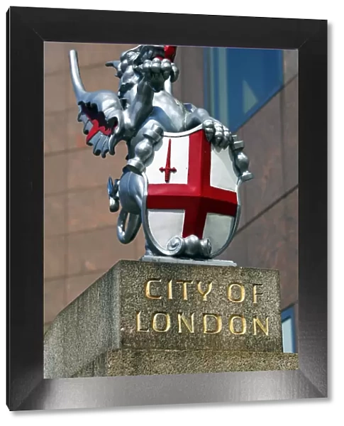 City of London boundary mark Dragon statue on London Bridge, London, England