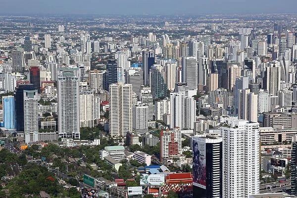 Aerial general view of buildings on the skyline in Bangkok, Thailand